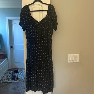 Madewell Black Floral Midi Dress